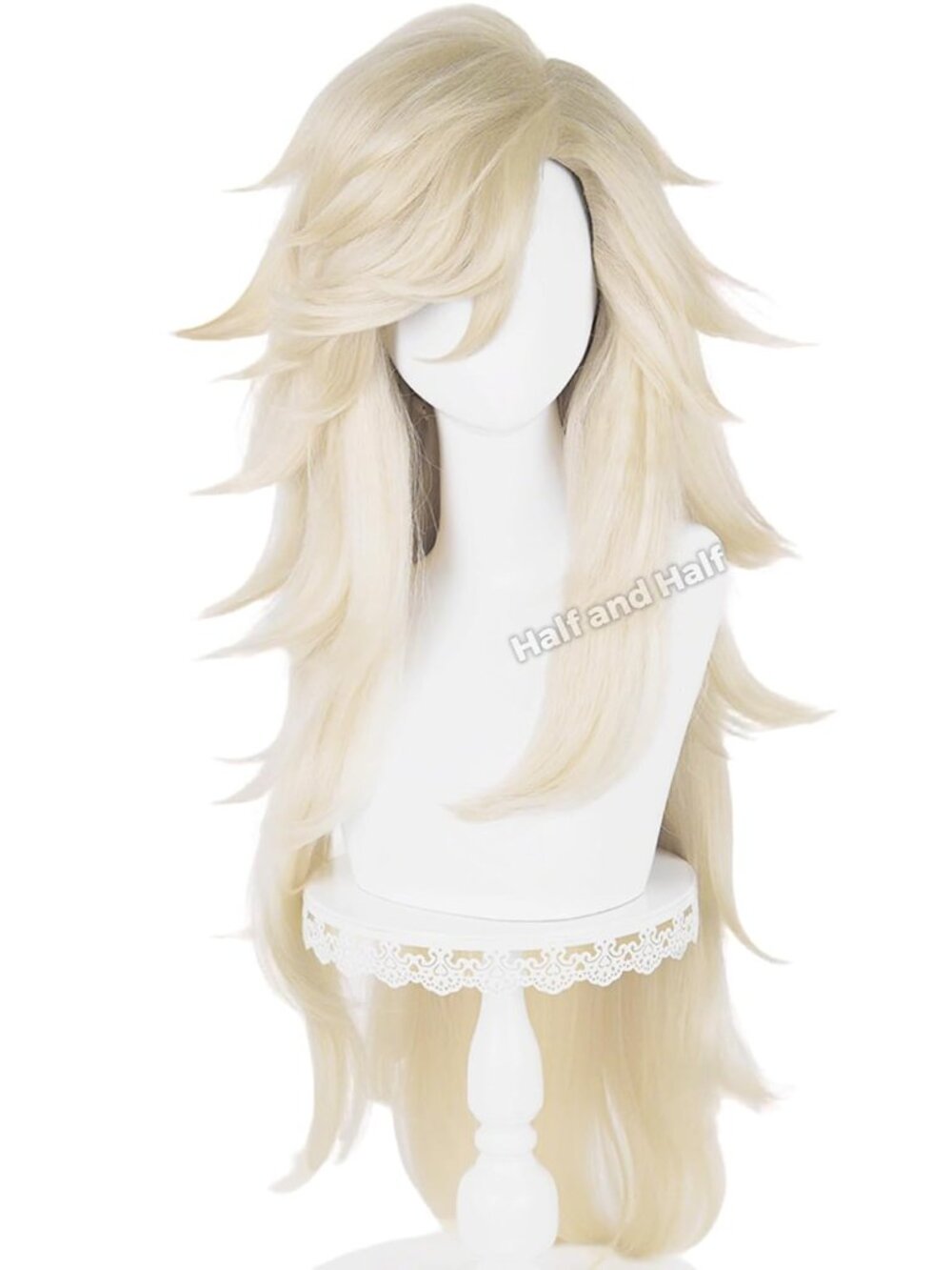 Women's Blonde Douma 39 Inch Cosplay Platinum Blonde Wigs With Side Part Bangs